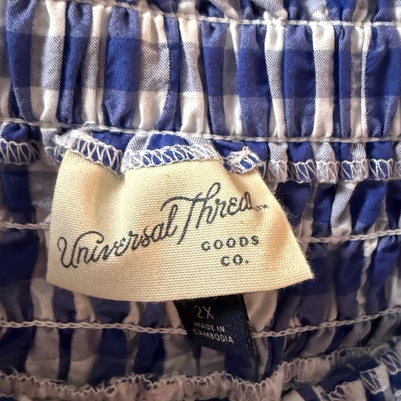Universal Thread Blue and White Gingham Smocked Maxi Skirt - Picture 2 of 4